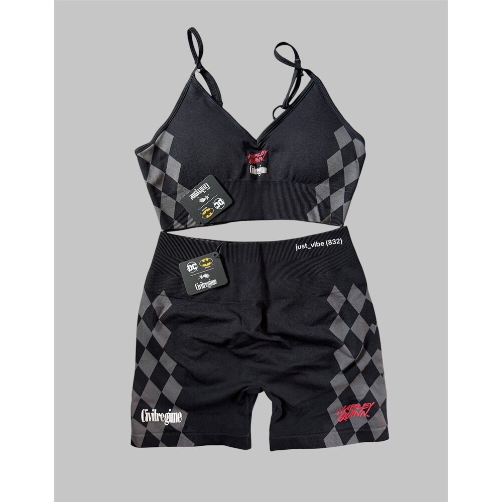 Civil Regime x Batman Harley Quinn Kelly Sports Bra Shorts Set Wmn’s Medium NWT